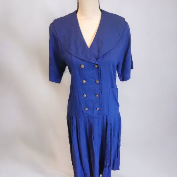 Db Sports by David Benjamin Dresses & Skirts - SOLD Vintage Drop Waist Dress with Silver Buttons
